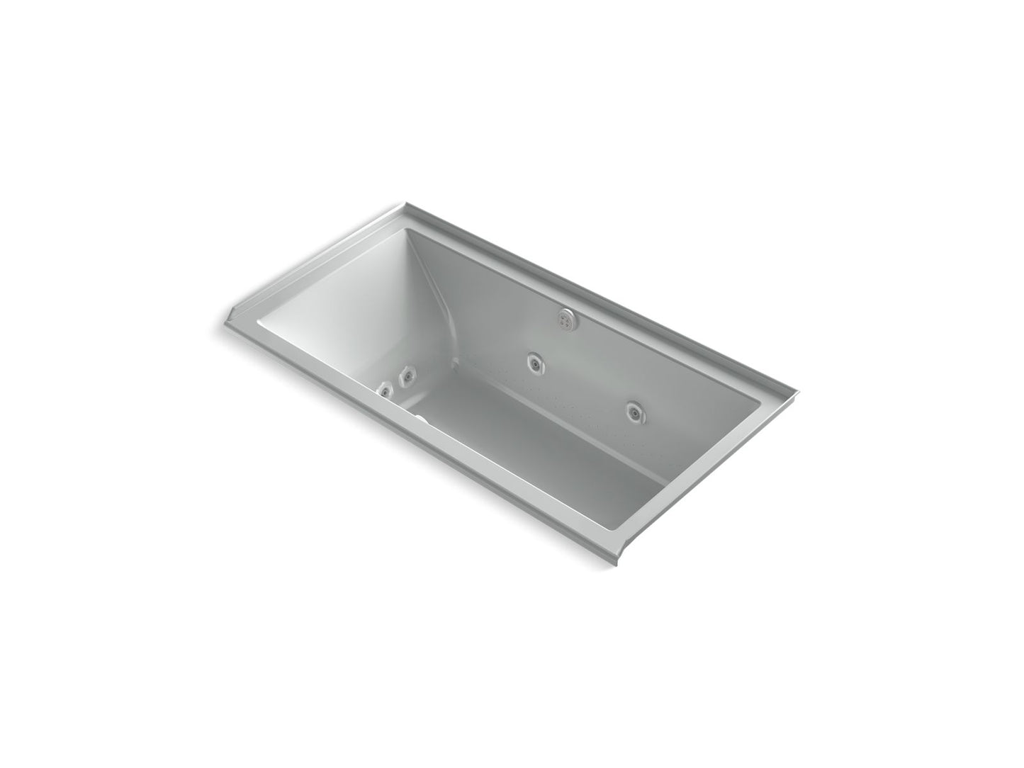 KOHLER K-1167-XHGHR-95 Underscore 60" X 30" Alcove Heated Bubblemassage Air Bath With Whirlpool, Right Drain In Ice Grey