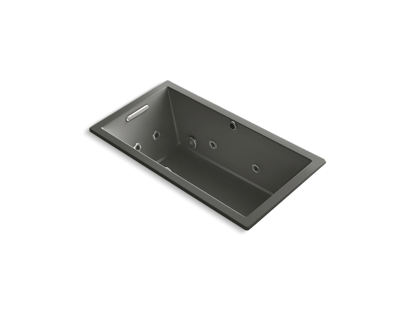 KOHLER K-1168-XHGH-58 Underscore 60" X 32" Drop-In Heated Bubblemassage Air Bath With Whirlpool In Thunder Grey