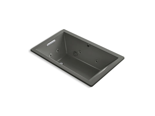 KOHLER K-1849-XHGH-58 Underscore 60" X 36" Drop-In Heated Bubblemassage Air Bath With Whirlpool In Thunder Grey