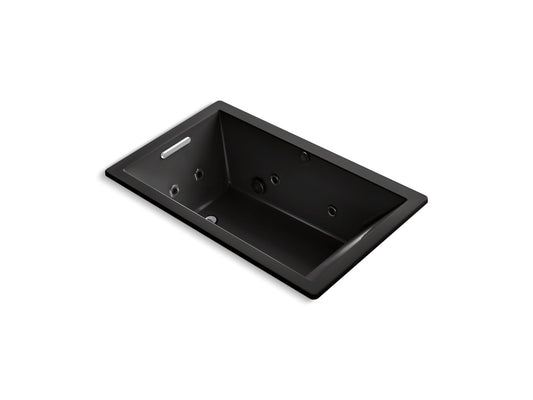 KOHLER K-1849-XHGH-7 Underscore 60" X 36" Drop-In Heated Bubblemassage Air Bath With Whirlpool In Black Black