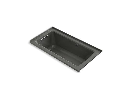 KOHLER K-1947-GHLW-58 Archer 60" X 30" Alcove Heated Bubblemassage Air Bath With Bask Heated Surface, Left Drain In Thunder Grey