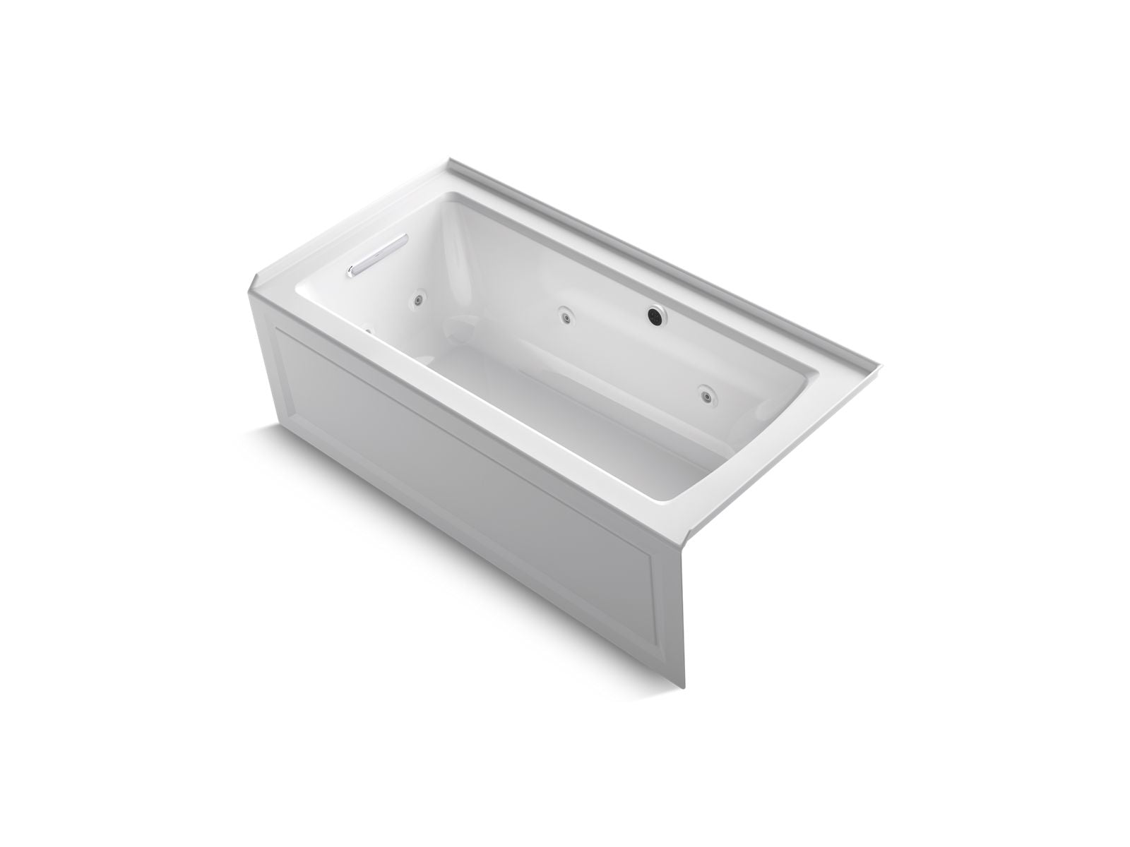 KOHLER K-1947-LAW-7 Archer 60" X 30" Alcove Whirlpool Bath With Bask Heated Surface, Left Drain - Black Black