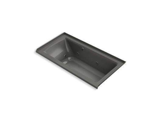 KOHLER K-1947-RW-58 Archer 60" X 30" Alcove Whirlpool Bath With Bask Heated Surface, Right Drain In Thunder Grey