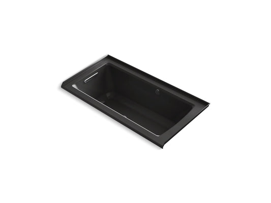 KOHLER K-1947-GHLW-7 Archer 60" X 30" Alcove Heated Bubblemassage Air Bath With Bask Heated Surface, Left Drain In Black Black