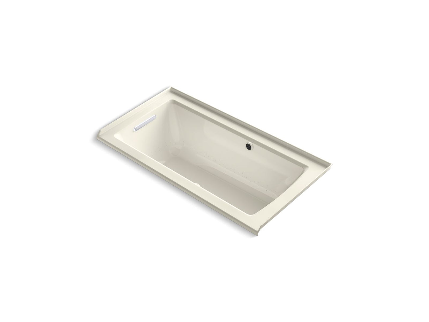 KOHLER K-1947-GHLW-96 Archer 60" X 30" Alcove Heated Bubblemassage Air Bath With Bask Heated Surface, Left Drain In Biscuit