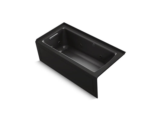 KOHLER K-1947-LAW-7 Archer 60" X 30" Alcove Whirlpool Bath With Bask Heated Surface, Left Drain In Black Black