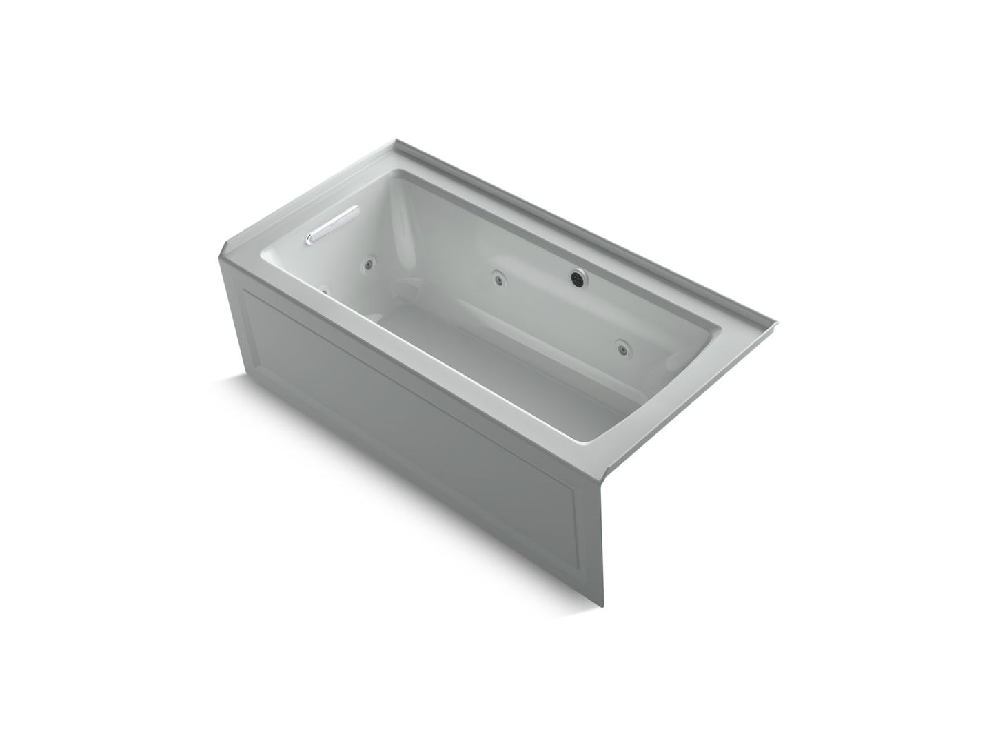 KOHLER K-1947-LAW-95 Archer 60" X 30" Alcove Whirlpool Bath With Bask Heated Surface, Left Drain In Ice Grey