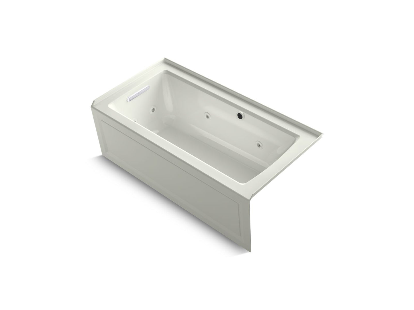 KOHLER K-1947-LAW-NY Archer 60" X 30" Alcove Whirlpool Bath With Bask Heated Surface, Left Drain In Dune