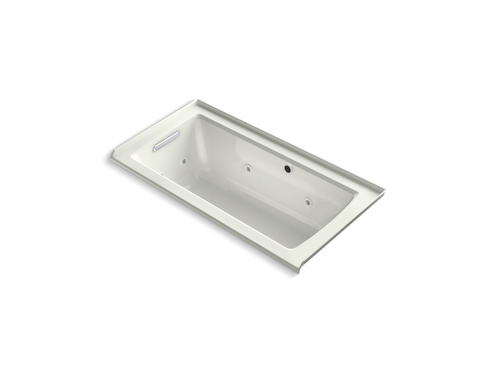 KOHLER K-1947-LW-NY Archer 60" X 30" Alcove Whirlpool Bath With Bask Heated Surface, Left Drain In Dune