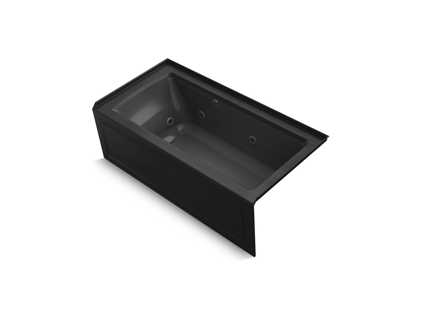 KOHLER K-1947-RAW-7 Archer 60" X 30" Alcove Whirlpool Bath With Bask Heated Surface, Right Drain In Black Black