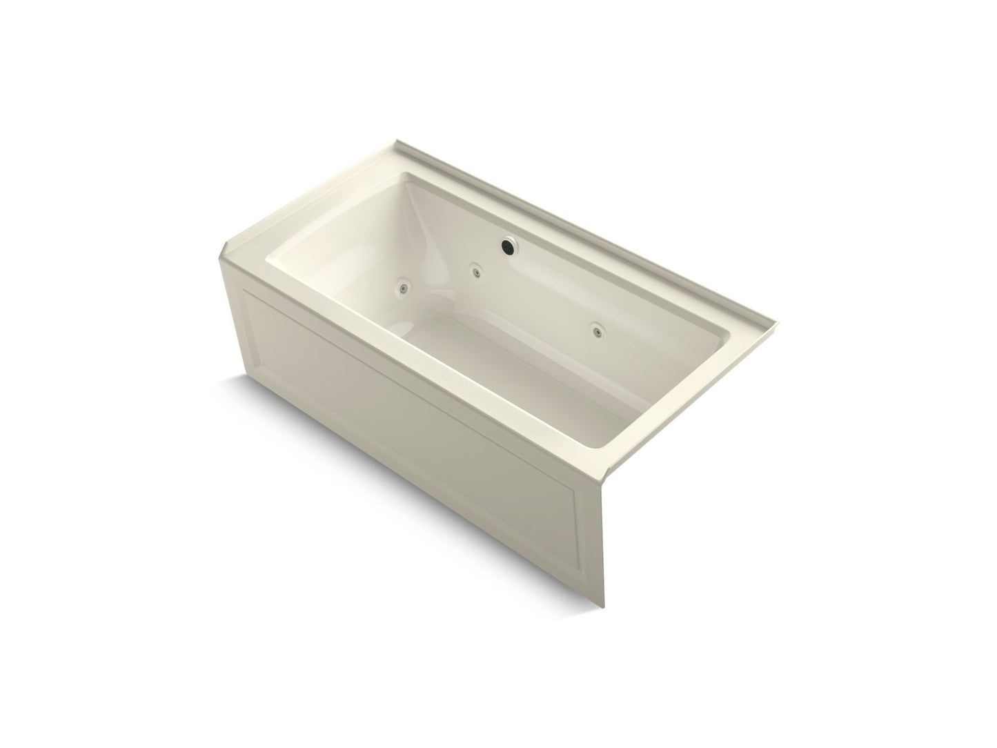 KOHLER K-1947-RAW-96 Archer 60" X 30" Alcove Whirlpool Bath With Bask Heated Surface, Right Drain In Biscuit