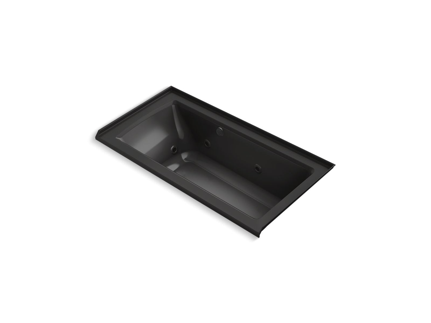 KOHLER K-1947-RW-7 Archer 60" X 30" Alcove Whirlpool Bath With Bask Heated Surface, Right Drain In Black Black