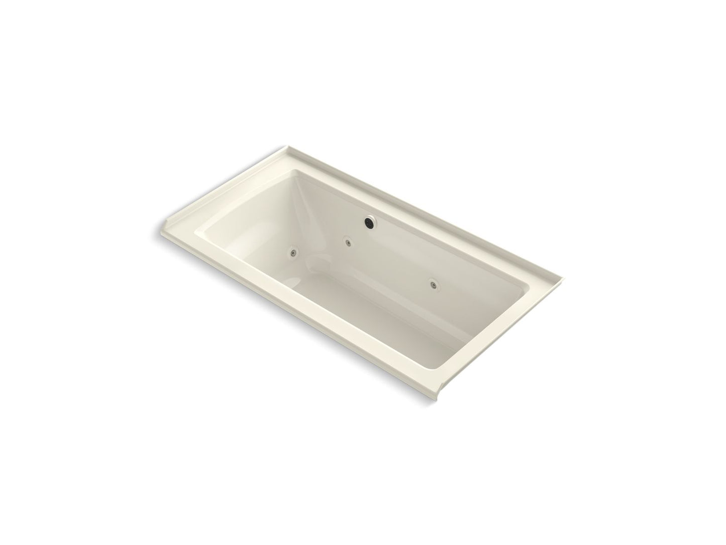 KOHLER K-1947-RW-96 Archer 60" X 30" Alcove Whirlpool Bath With Bask Heated Surface, Right Drain In Biscuit