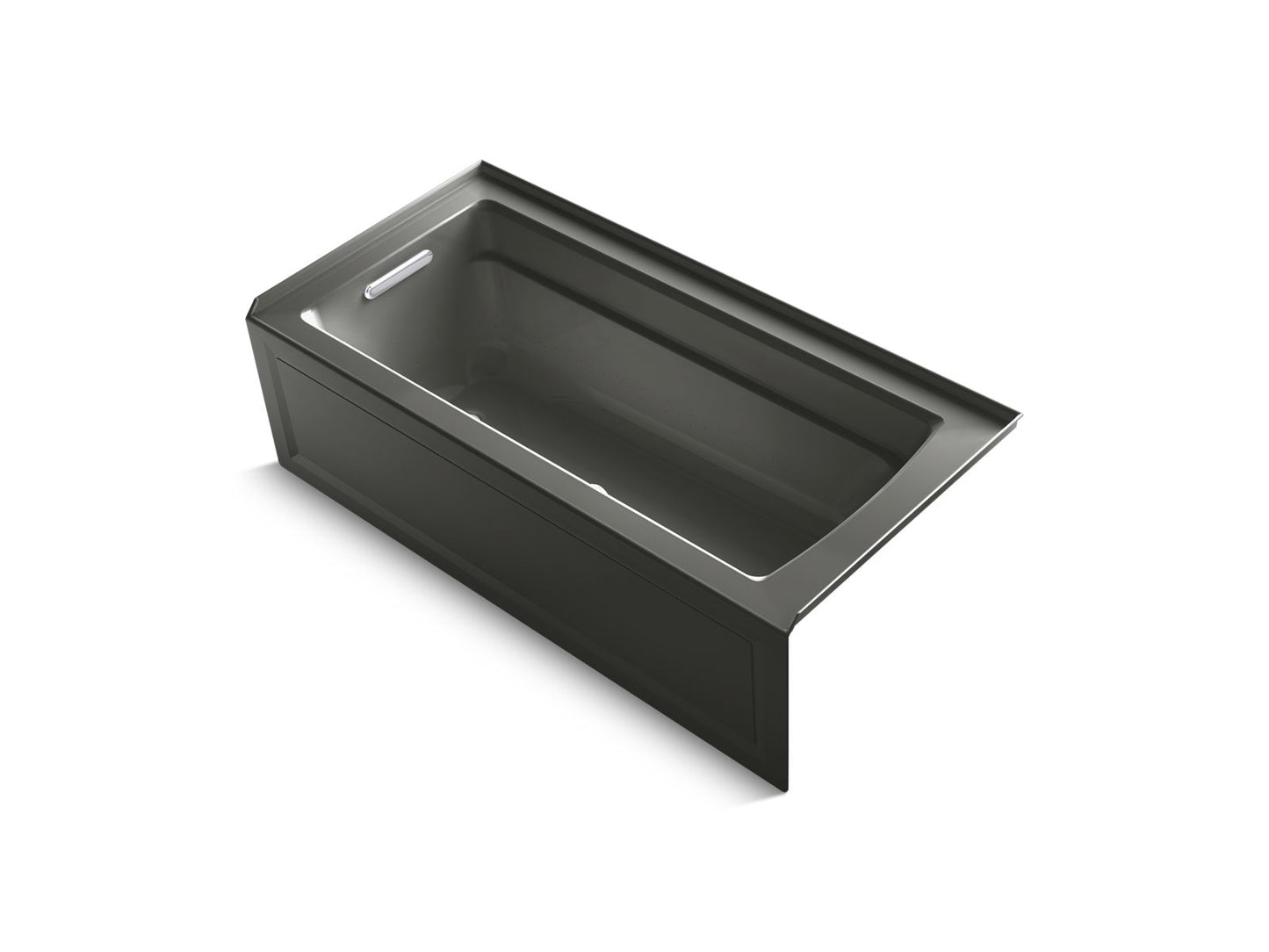 KOHLER K-1949-GHLA-58 Archer 66" X 32" Alcove Heated Bubblemassage Air Bath, Left Drain In Thunder Grey