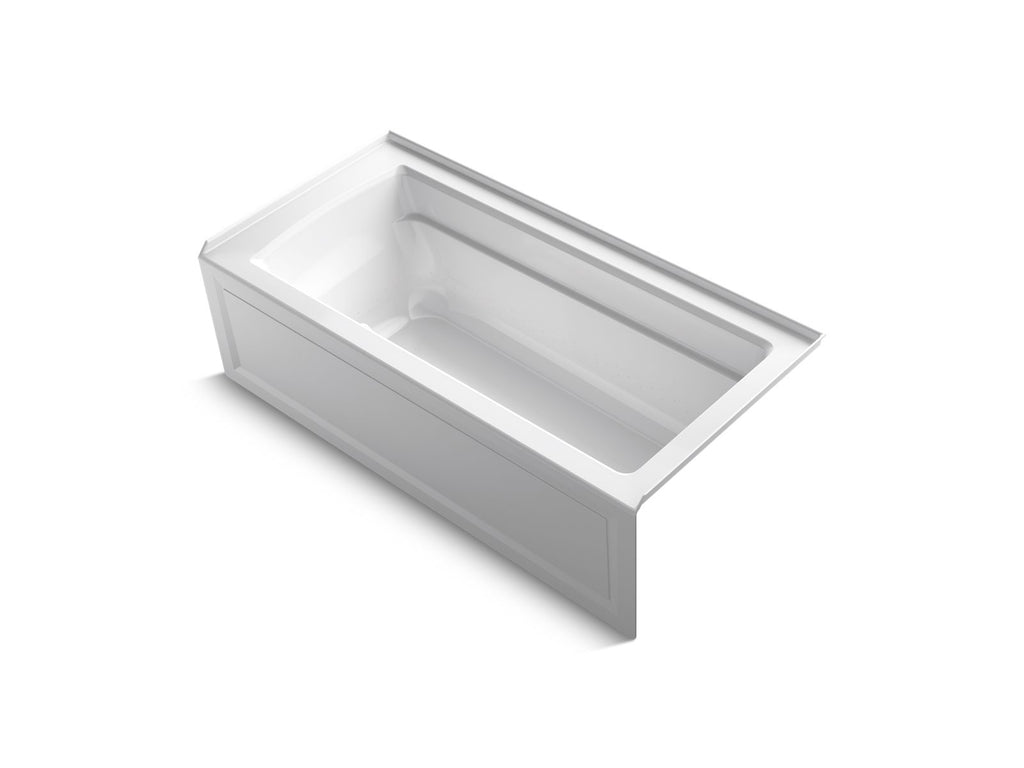 KOHLER K-1949-GHRAW-0 Archer 66" X 32" Alcove Heated Bubblemassage Air Bath With Bask Heated Surface, Right Drain - White