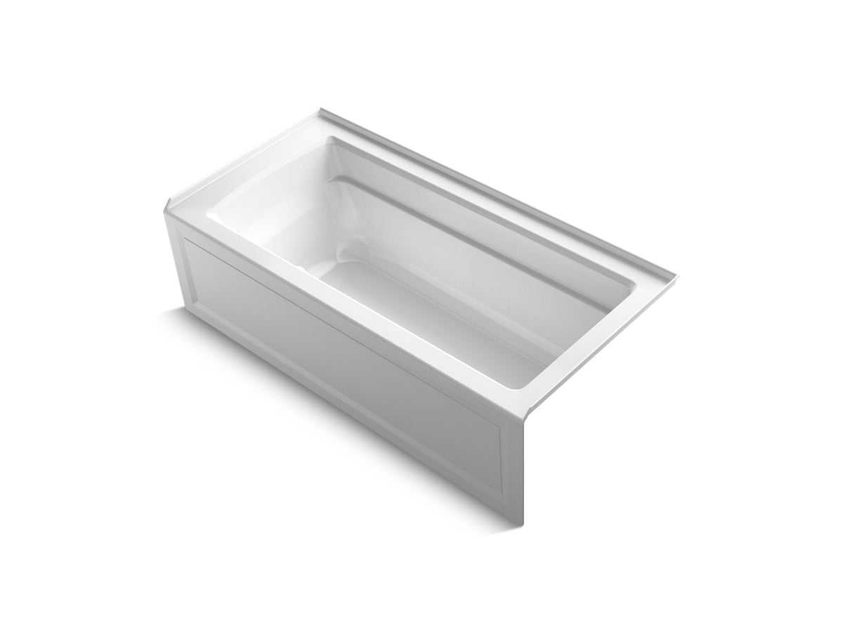 KOHLER K-1949-GHRAW-0 Archer 66" X 32" Alcove Heated Bubblemassage Air Bath With Bask Heated Surface, Right Drain - White