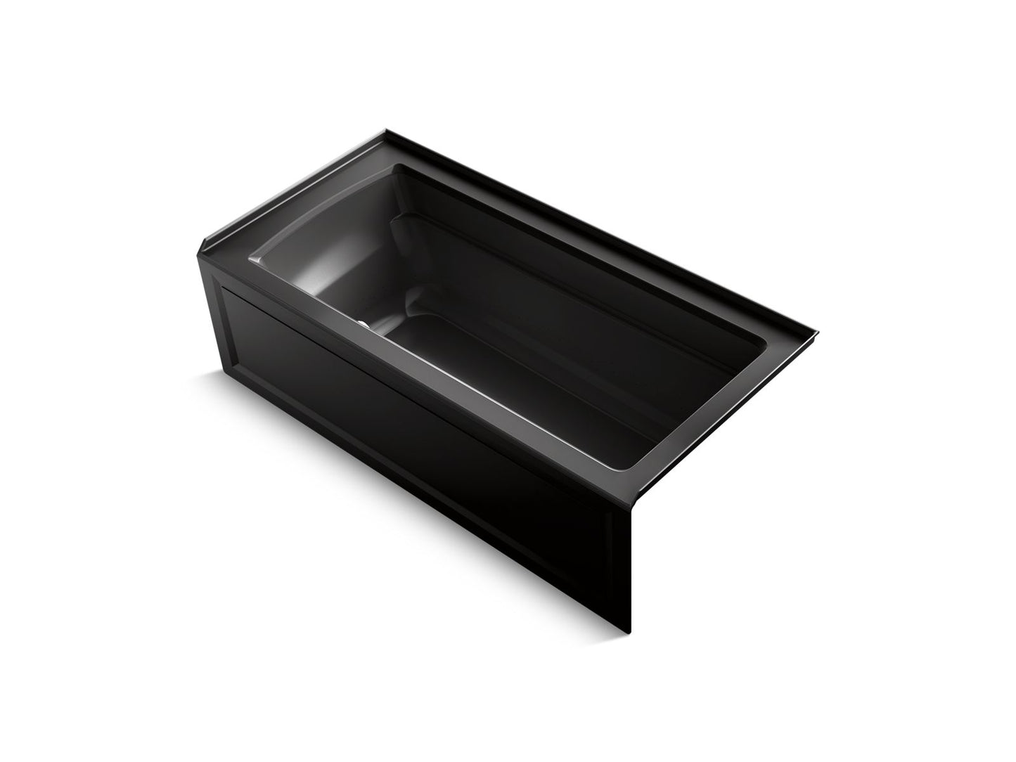 KOHLER K-1949-GHRAW-7 Archer 66" X 32" Alcove Heated Bubblemassage Air Bath With Bask Heated Surface, Right Drain In Black Black