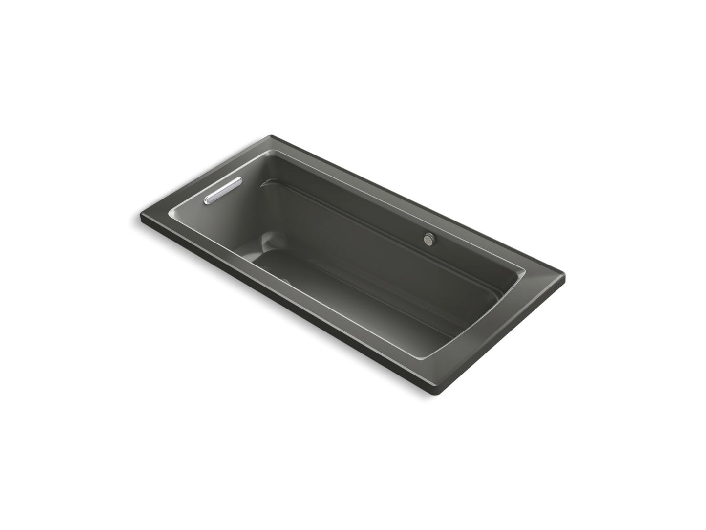 KOHLER K-1949-GHW-58 Archer 66" X 32" Drop-In Heated Bubblemassage Air Bath With Bask Heated Surface In Thunder Grey