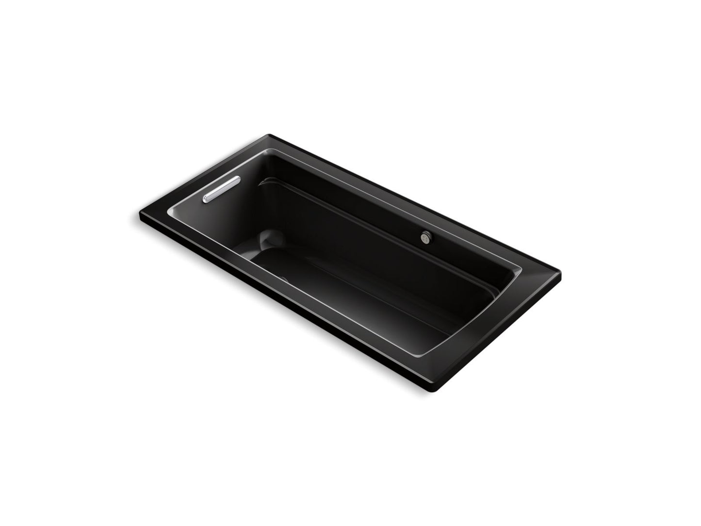 KOHLER K-1949-GHW-7 Archer 66" X 32" Drop-In Heated Bubblemassage Air Bath With Bask Heated Surface In Black Black