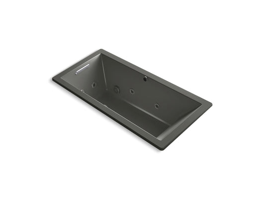 KOHLER K-1822-XHGH-58 Underscore 66" X 32" Drop-In Heated Bubblemassage Air Bath With Whirlpool In Thunder Grey