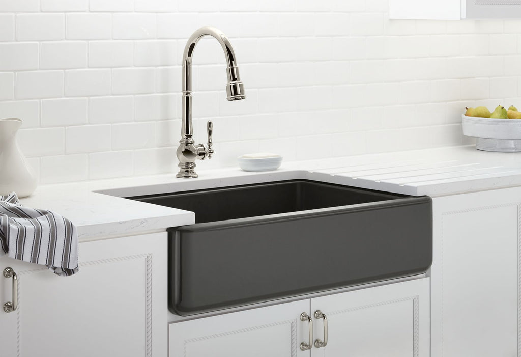 KOHLER K-6489-0 Whitehaven 35-3/4" Undermount Single-Bowl Farmhouse Kitchen Sink - White