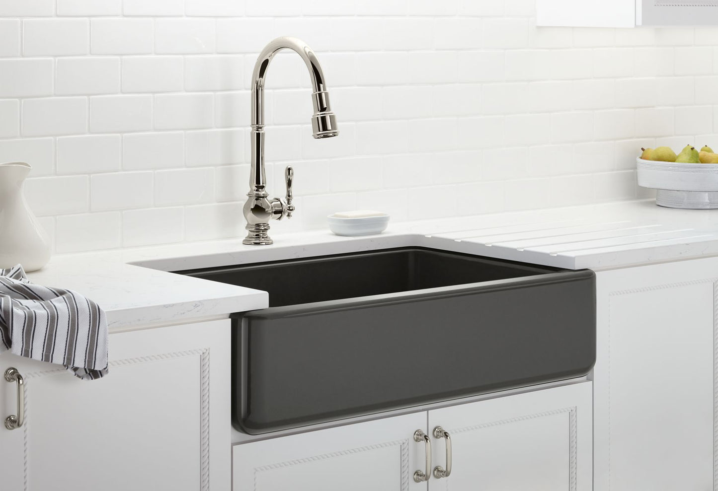 KOHLER K-6489-0 Whitehaven 35-3/4" undermount single-bowl farmhouse kitchen sink - White