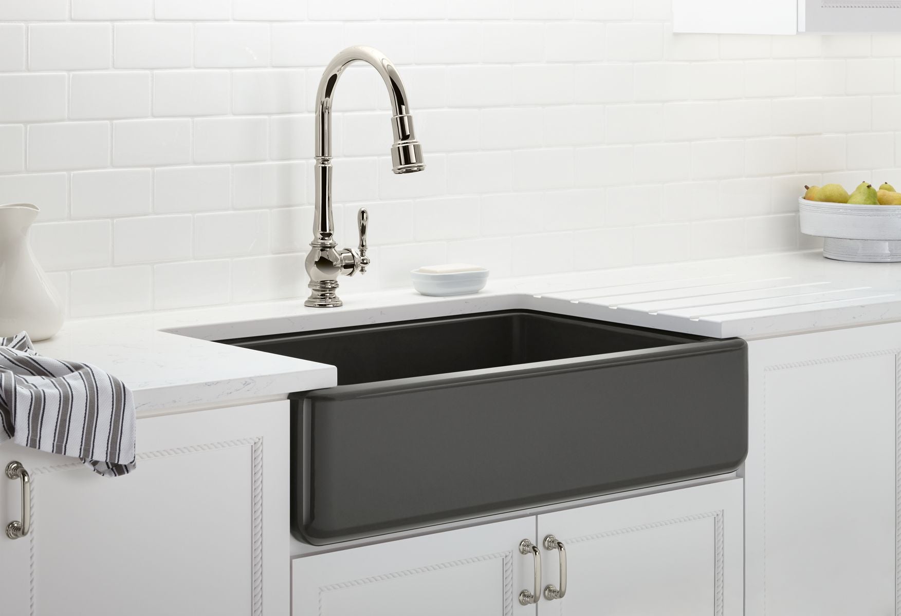 KOHLER K-6489-0 Whitehaven 35-3/4" Undermount Single-Bowl Farmhouse Kitchen Sink - White