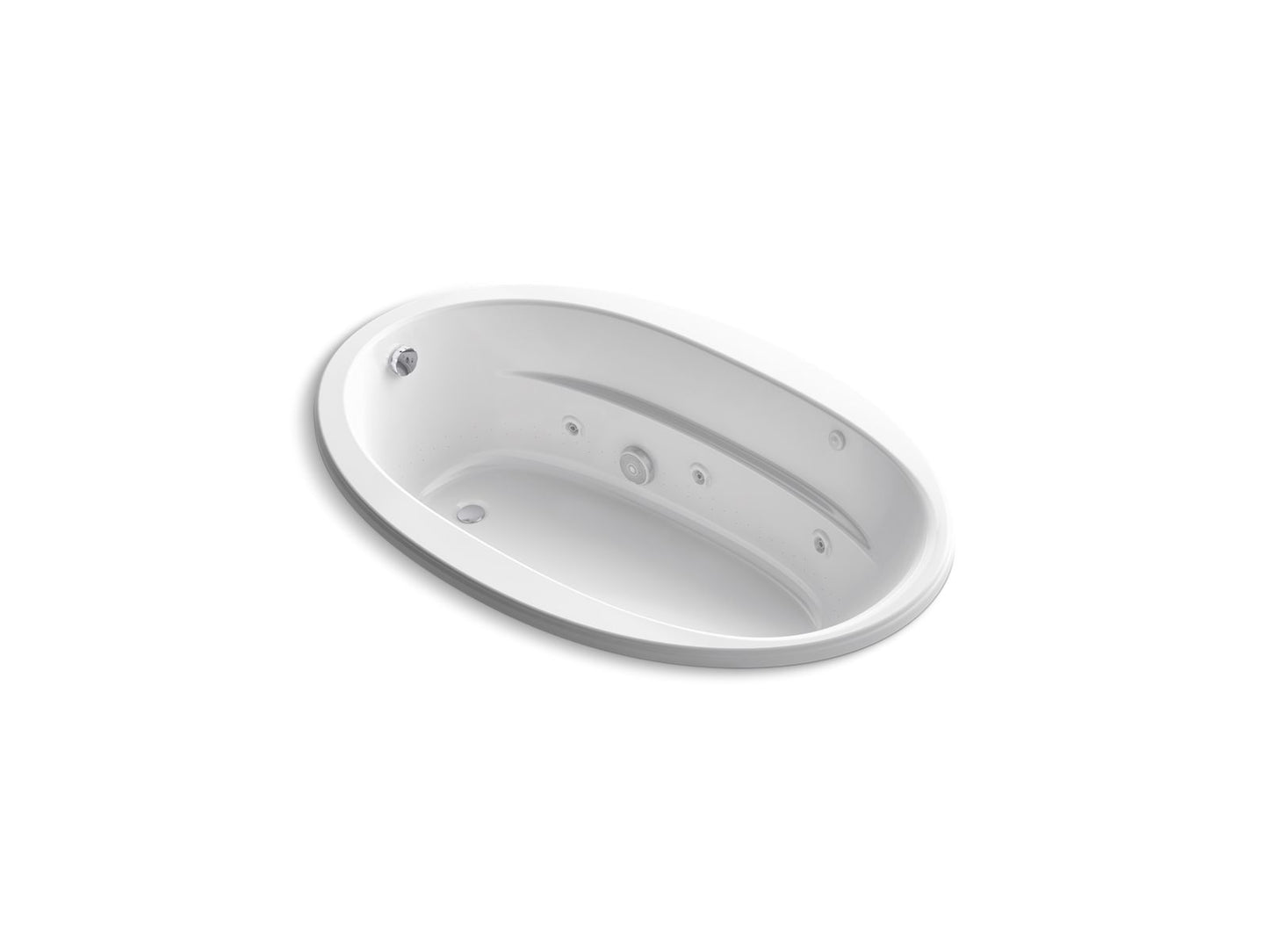 KOHLER K-6347-W1-0 Sunward 66" X 42" Drop-In Whirlpool Bath With Bask Heated Surface In White