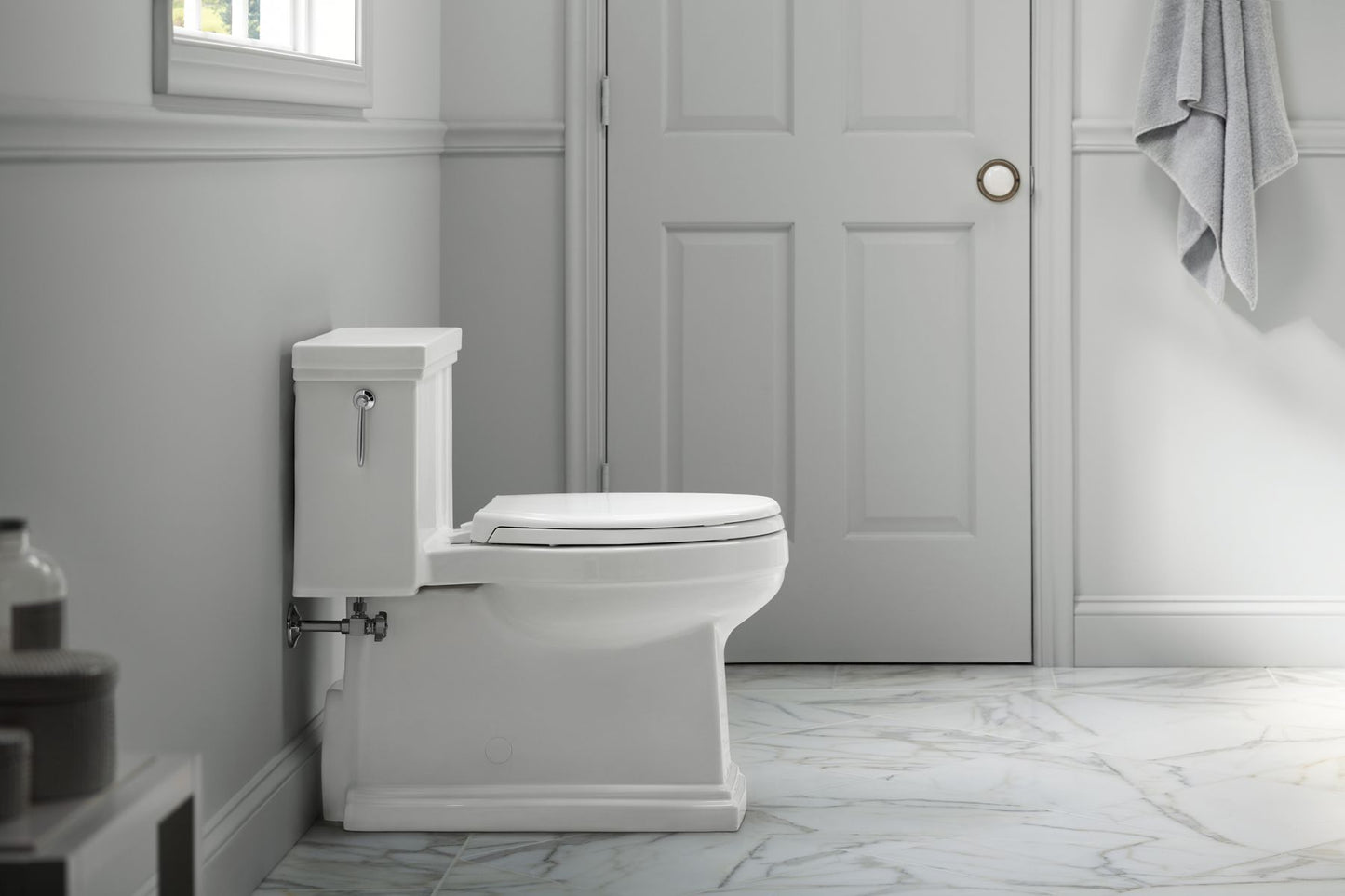 KOHLER K-3981-0 Tresham One-Piece Compact Elongated Toilet With Skirted Trapway, 1.28 Gpf In White