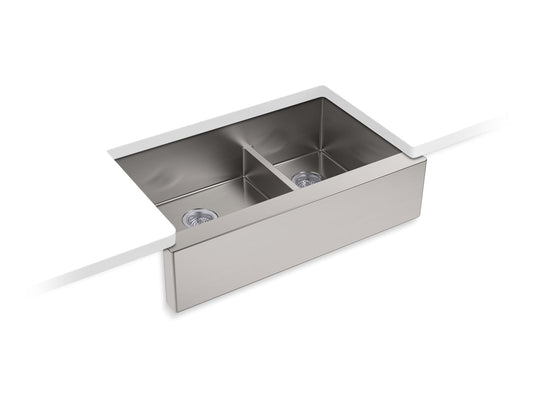 KOHLER K-5416-NA Strive Smart Divide 35-1/2" Undermount Double-Bowl Farmhouse Kitchen Sink