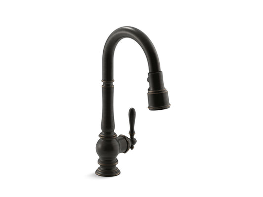 KOHLER K-99261-2BZ Artifacts Pull-Down Kitchen Sink Faucet With Three-Function Sprayhead In Oil-Rubbed Bronze