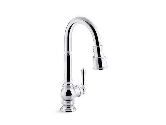 KOHLER K-99261-CP Artifacts Pull-Down Kitchen Sink Faucet With Three-Function Sprayhead In Polished Chrome