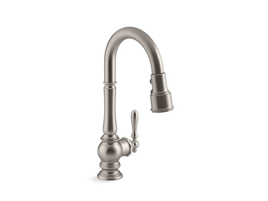 KOHLER K-99261-VS Artifacts Pull-Down Kitchen Sink Faucet With Three-Function Sprayhead In Vibrant Stainless