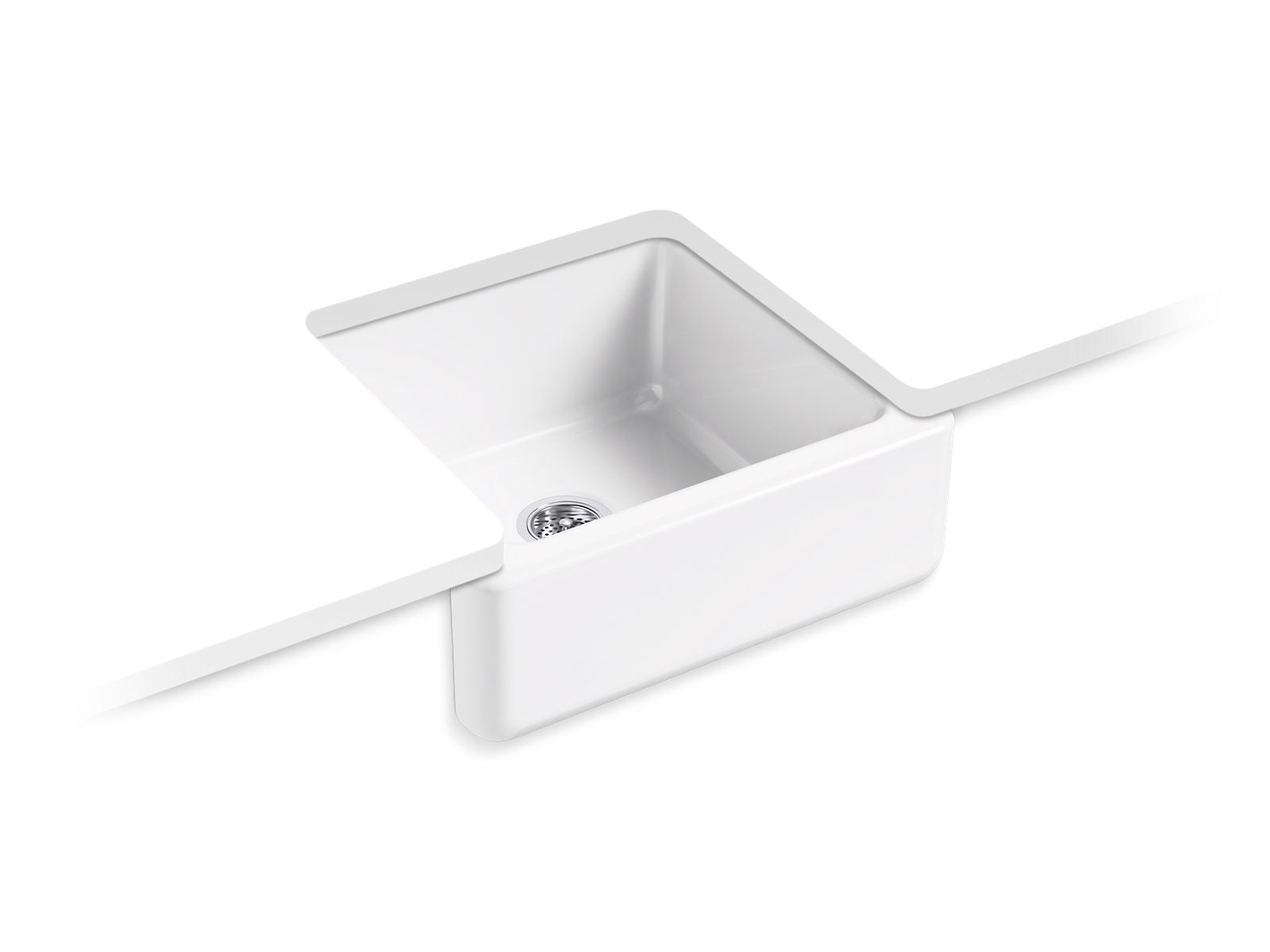 KOHLER K-5665-FF Whitehaven 23-1/2" Undermount Single-Bowl Farmhouse Kitchen Sink - Sea Salt