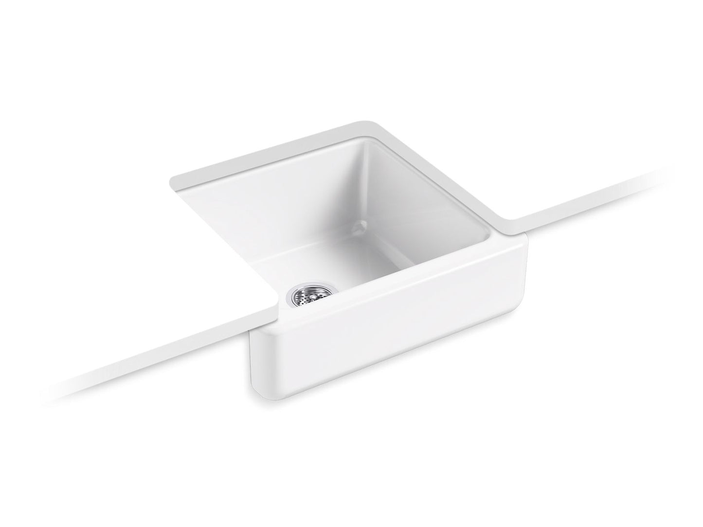 KOHLER K-5664-0 Whitehaven 23-1/2" Undermount Single-Bowl Farmhouse Kitchen Sink In White