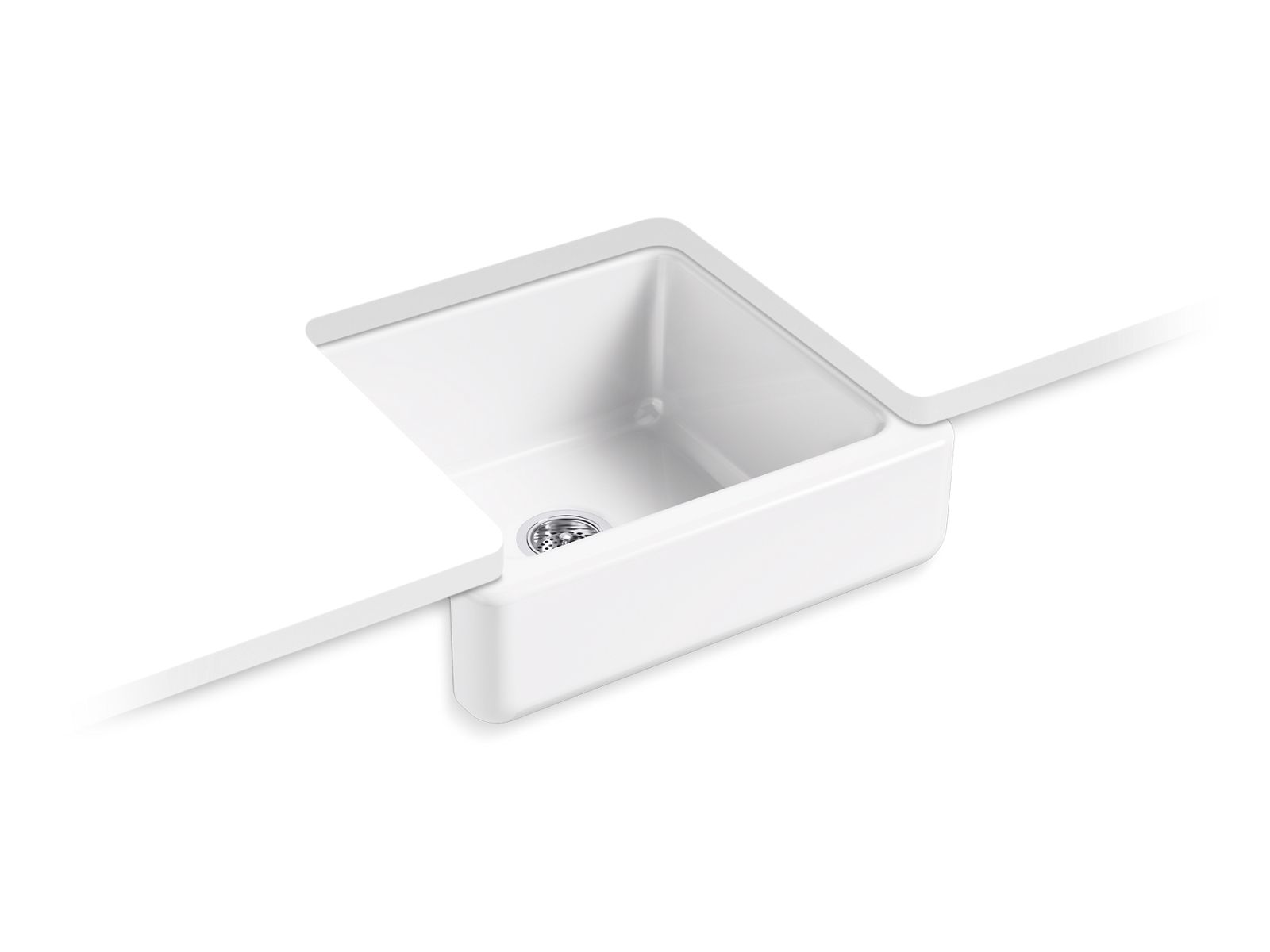 KOHLER K-5664-95 Whitehaven 23-1/2" Undermount Single-Bowl Farmhouse Kitchen Sink - Ice Grey