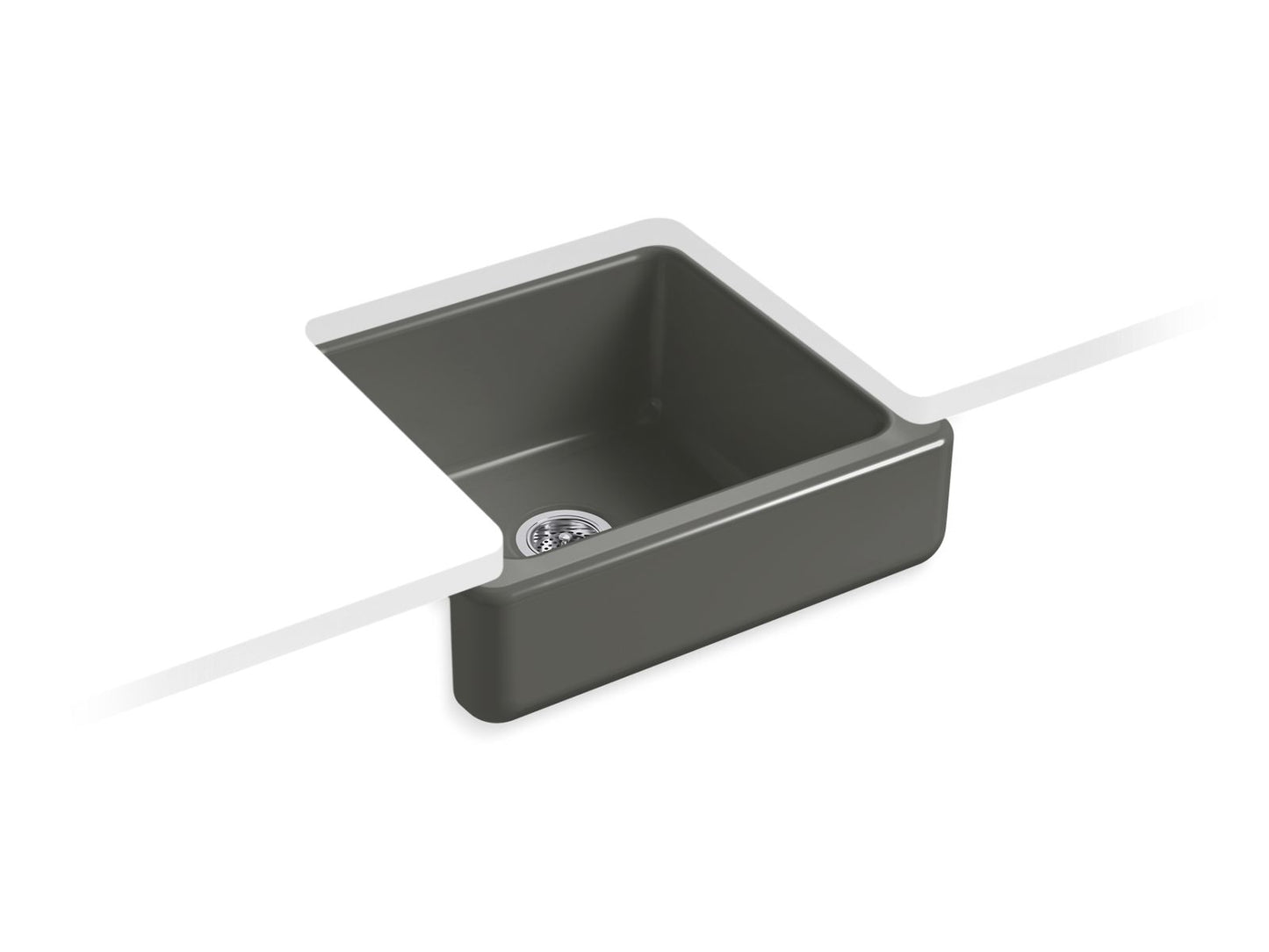 KOHLER K-5664-58 Whitehaven 23-1/2" Undermount Single-Bowl Farmhouse Kitchen Sink In Thunder Grey