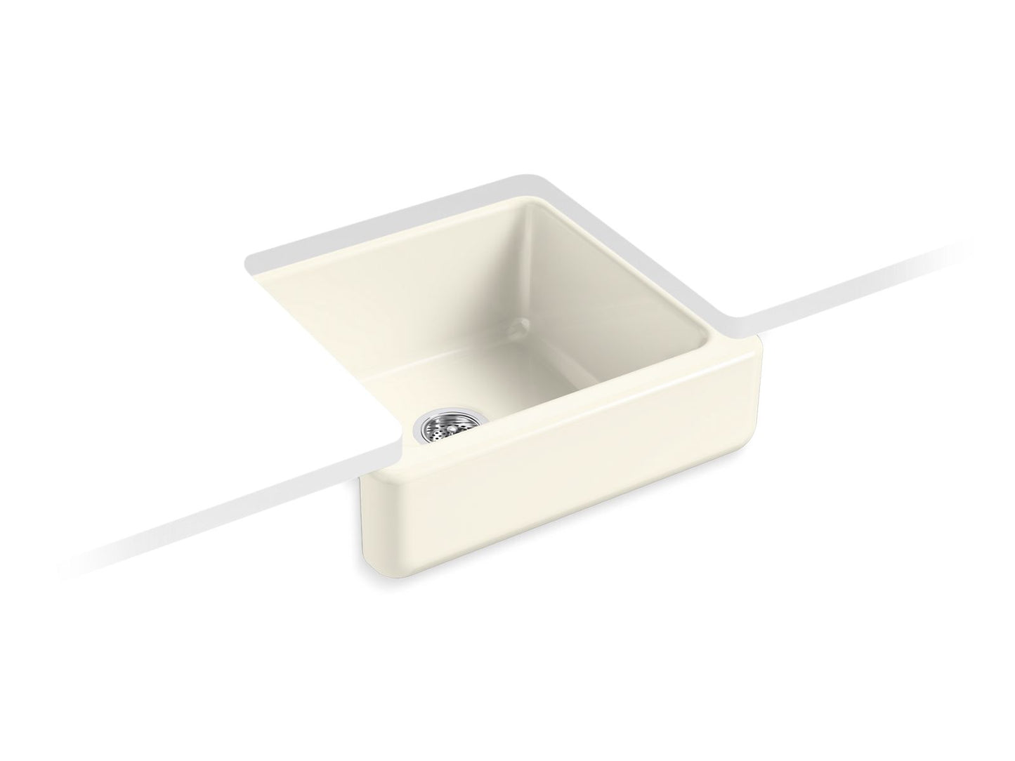 KOHLER K-5664-96 Whitehaven 23-1/2" Undermount Single-Bowl Farmhouse Kitchen Sink In Biscuit