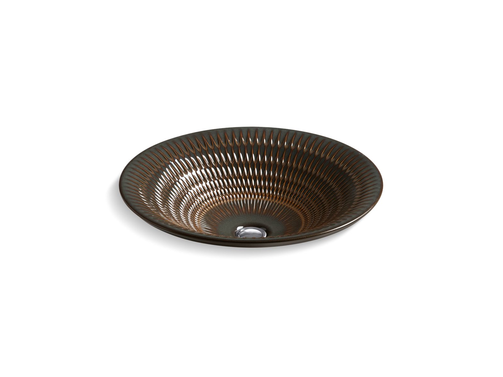 KOHLER K-17890-RL-RB2 Derring Carillon 17-3/4" round drop-in bathroom sink, no overflow - Bourbon Rutile