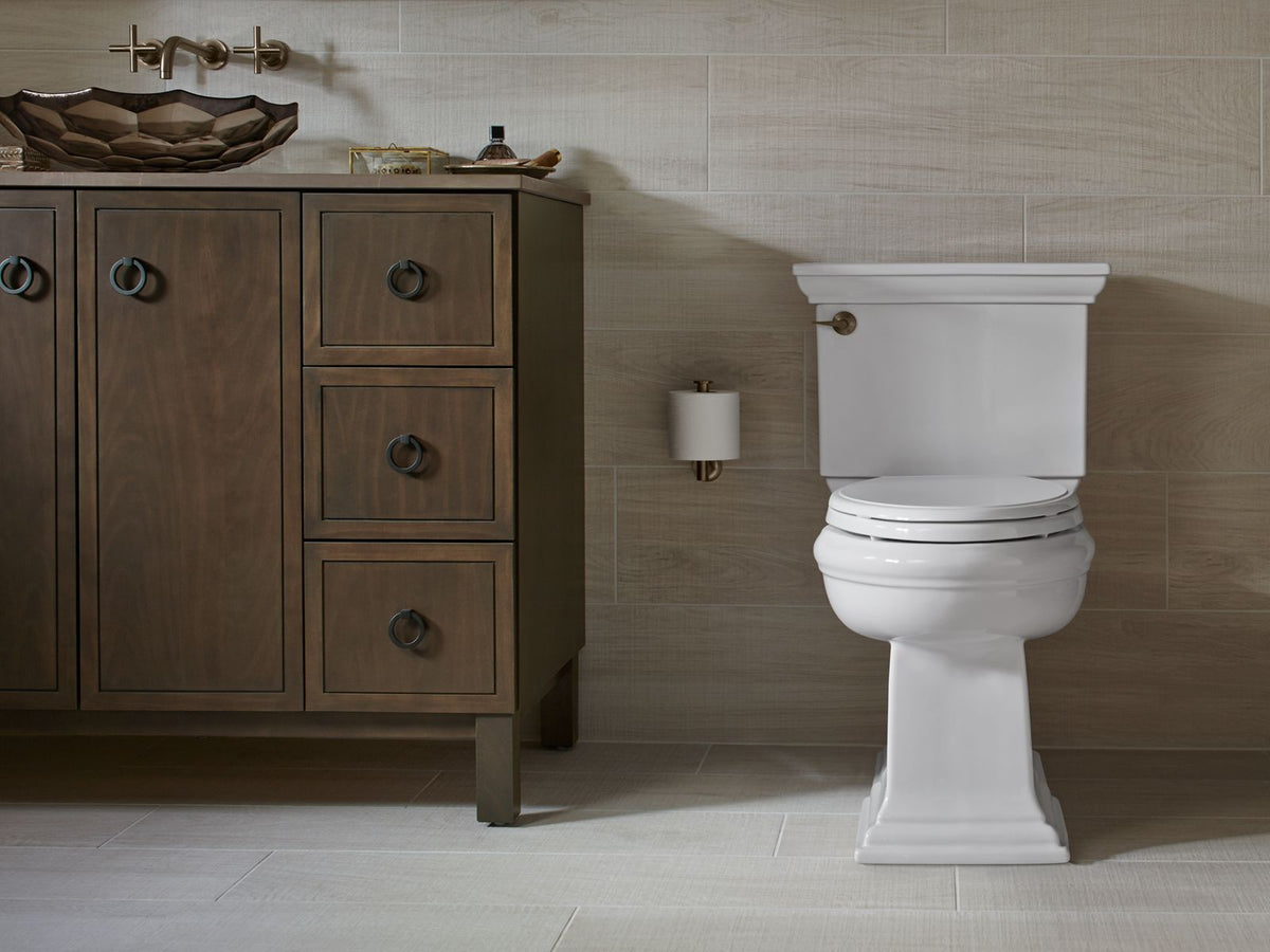 KOHLER K-6669-7 Memoirs Stately Two-Piece Elongated Toilet With Concealed Trapway, 1.28 Gpf - Black Black