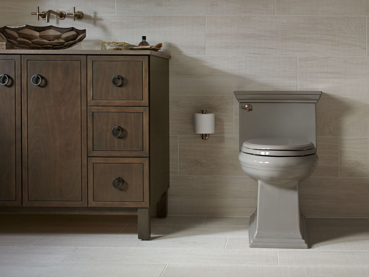 KOHLER K-6428-0 Memoirs Stately One-Piece Compact Elongated Toilet With Skirted Trapway, 1.28 Gpf - White