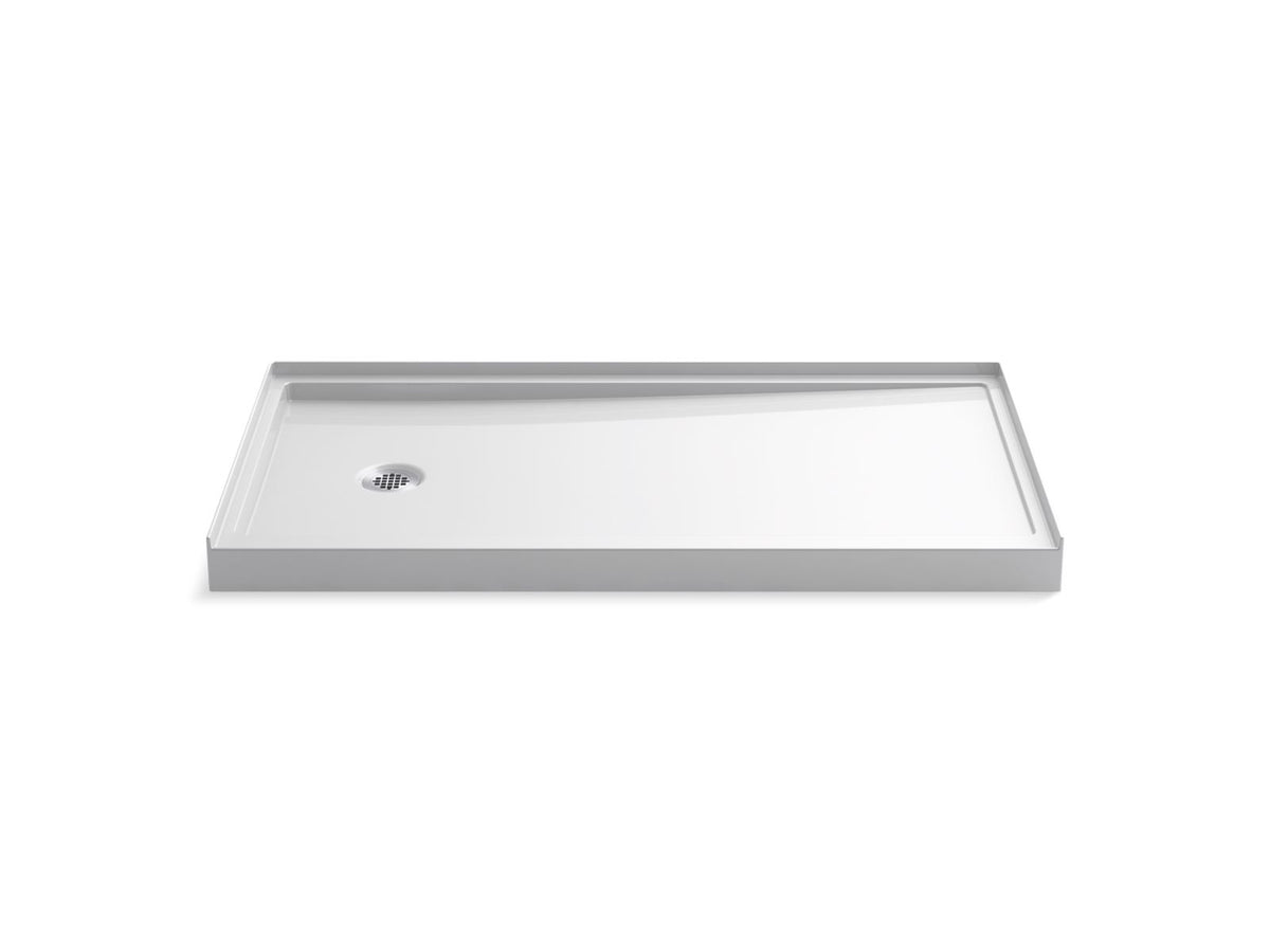 KOHLER K-8459-96 Rely 60" X 32" Alcove Shower Base, Left Drain - Biscuit