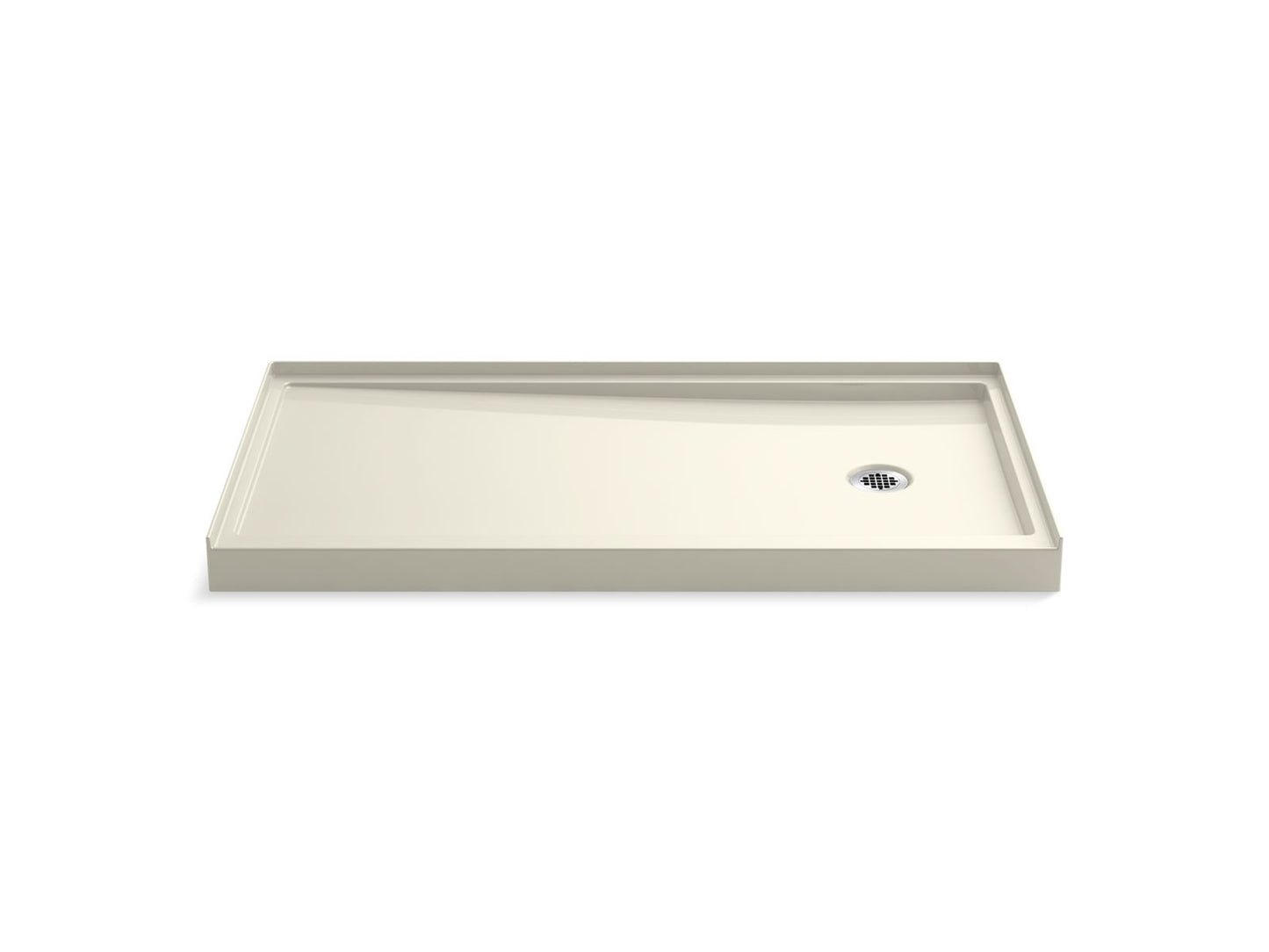 KOHLER K-8458-96 Rely 60" X 32" Alcove Shower Base, Right Drain In Biscuit