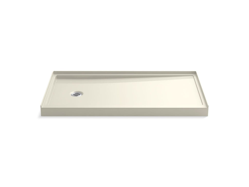KOHLER K-8459-96 Rely 60" X 32" Alcove Shower Base, Left Drain - Biscuit