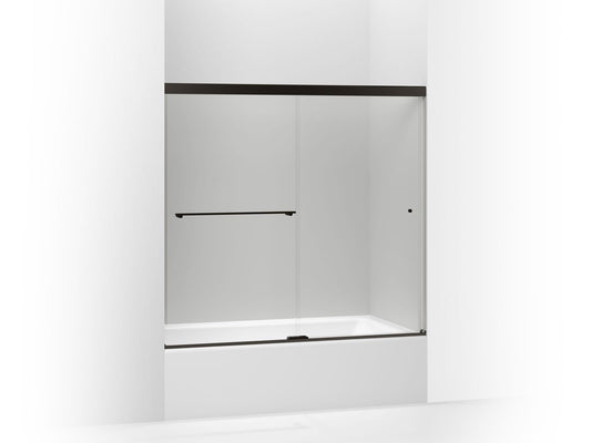 KOHLER K-707000-L-ABZ Revel Sliding Bath Door, 55-1/2" H X 56-5/8 - 59-5/8" W, With 1/4" Thick Crystal Clear Glass In Anodized Dark Bronze