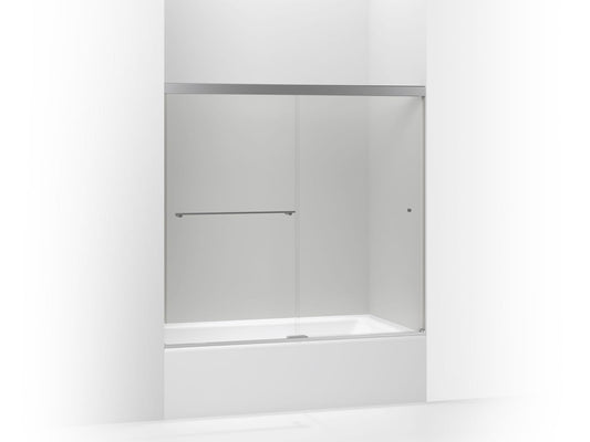 KOHLER K-707000-L-SHP Revel Sliding Bath Door, 55-1/2" H X 56-5/8 - 59-5/8" W, With 1/4" Thick Crystal Clear Glass In Bright Polished Silver