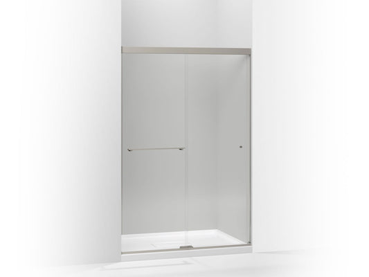 KOHLER K-707100-L-BNK Revel Sliding Shower Door, 70" H X 44-5/8 - 47-5/8" W, With 1/4" Thick Crystal Clear Glass In Anodized Brushed Nickel