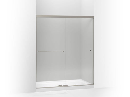 KOHLER K-707200-L-BNK Revel Sliding Shower Door, 70" H X 56-5/8 - 59-5/8" W, With 1/4" Thick Crystal Clear Glass In Anodized Brushed Nickel