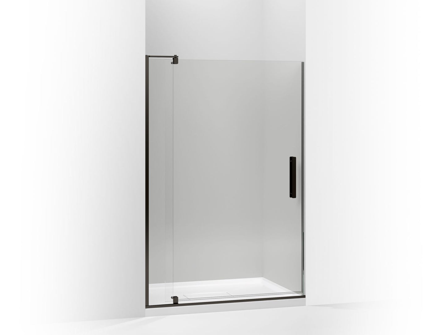 KOHLER K-707546-L-ABZ Revel Pivot Shower Door, 74" H X 39-1/8 - 44" W, With 5/16" Thick Crystal Clear Glass In Anodized Dark Bronze