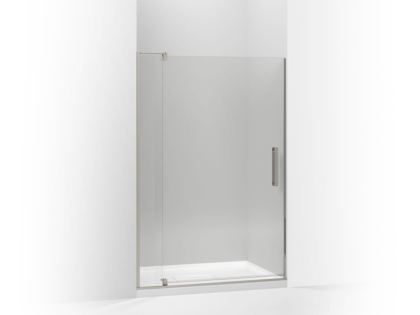 KOHLER K-707541-L-BNK Revel Pivot Shower Door, 70" H X 39-1/8 - 44" W, With 5/16" Thick Crystal Clear Glass In Anodized Brushed Nickel